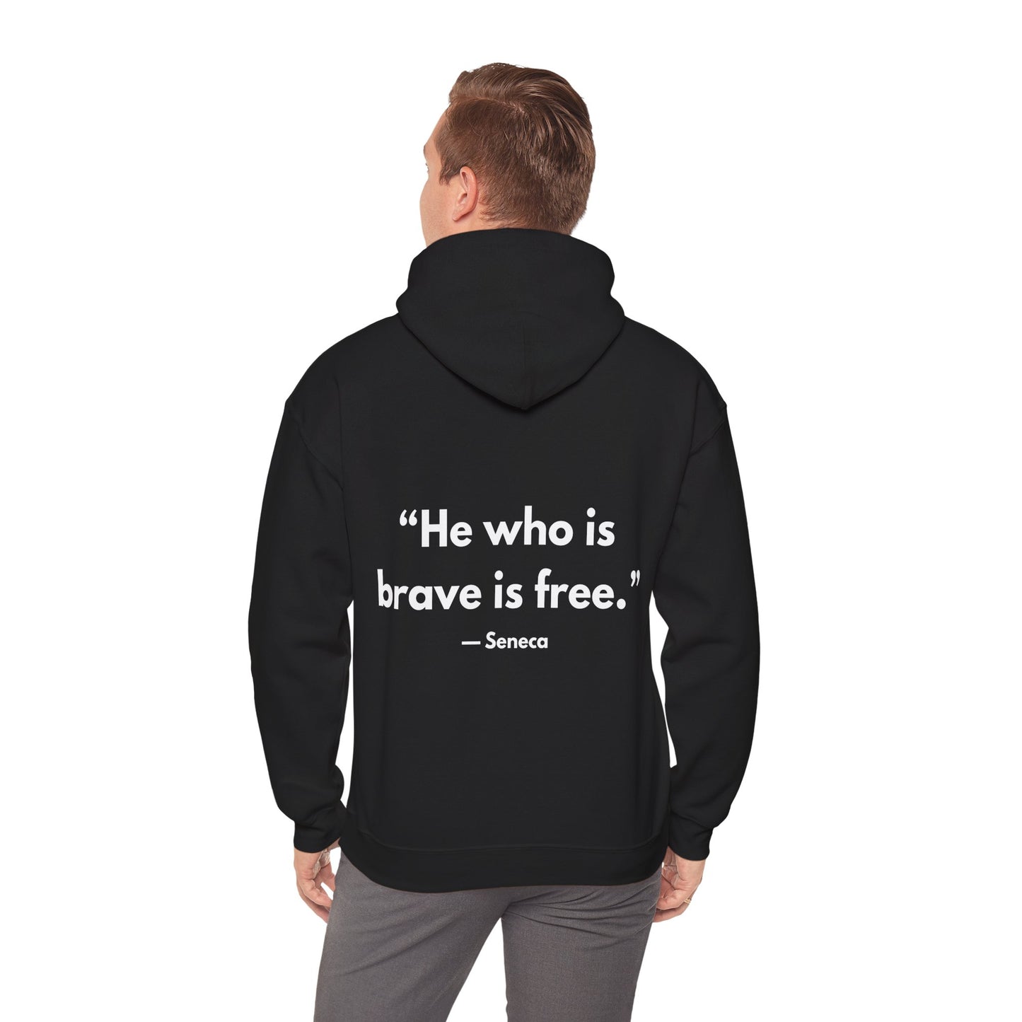 Stoic Philosophy Hoodie: Seneca - “He who is brave is free.”